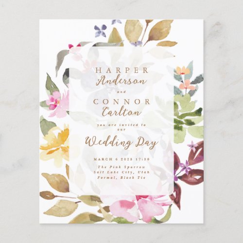 Elegant Watercolor Floral Wedding Budget Flyer