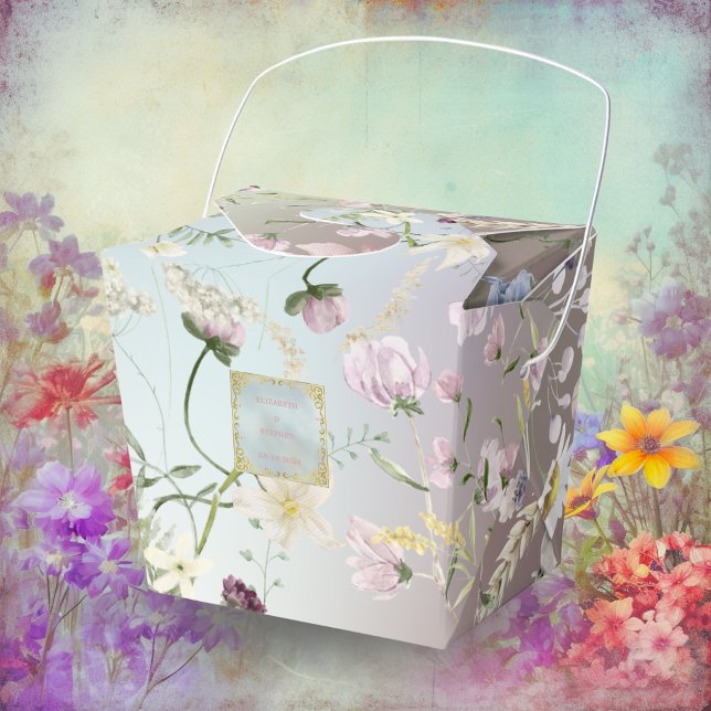 Elegant Watercolor Floral Wedding Favor Boxes (Creator Uploaded)