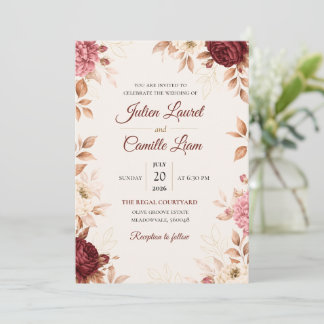 Elegant Watercolor Floral Wedding Invitation