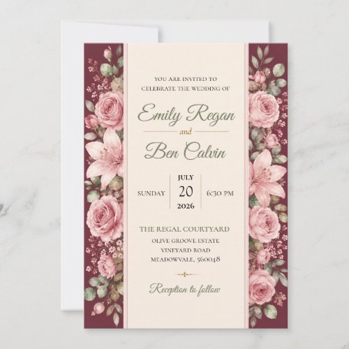 Elegant Watercolor Floral Wedding Invitation