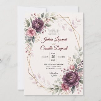 Elegant Watercolor Floral Wedding Invitation