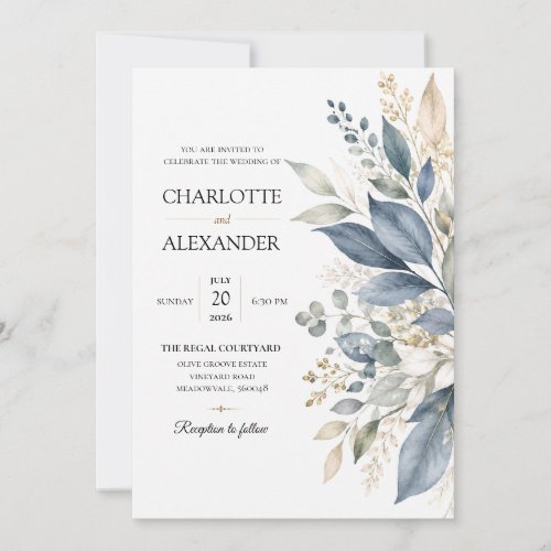 Elegant Watercolor Floral Wedding Invitation
