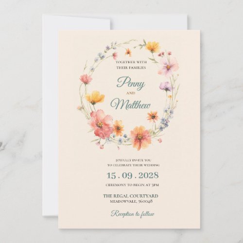 Elegant Watercolor Floral Wedding Invitation