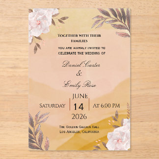 Elegant Watercolor Floral Wedding Invitation
