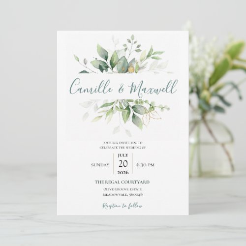 Elegant Watercolor Floral Wedding Invitation