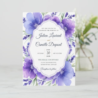 Elegant Watercolor Floral Wedding Invitation