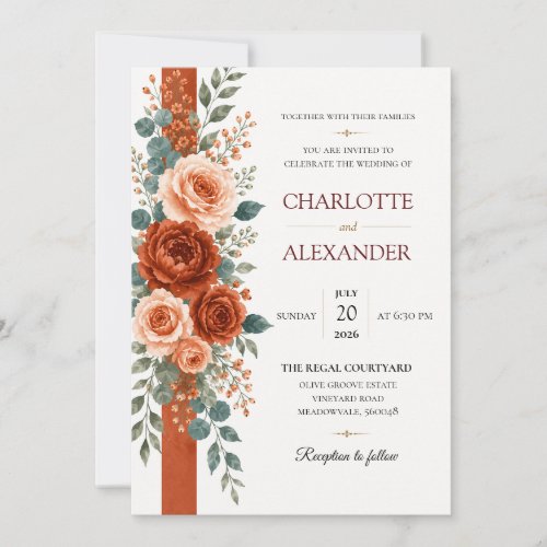 Elegant Watercolor Floral Wedding Invitation