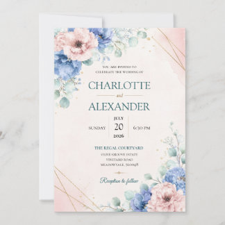 Elegant Watercolor Floral Wedding Invitation