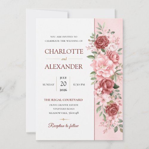 Elegant Watercolor Floral Wedding Invitation