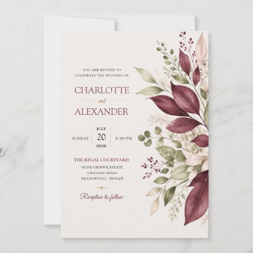 Elegant Watercolor Floral Wedding Invitation