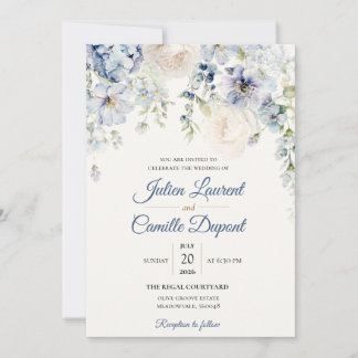 Elegant Watercolor Floral Wedding Invitation