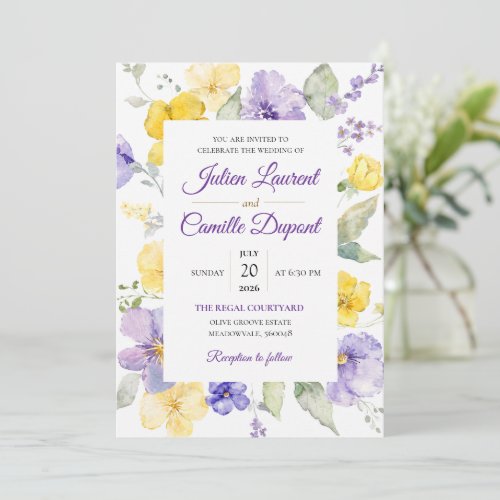 Elegant Watercolor Floral Wedding Invitation