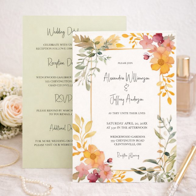 Elegant Watercolor Floral Wedding Invitation (Creator Uploaded)
