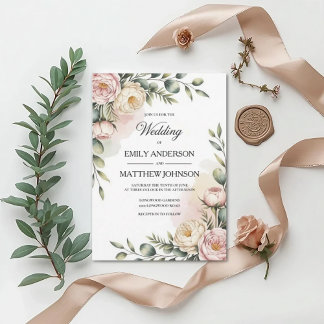 Elegant Watercolor Floral Wedding Invitation
