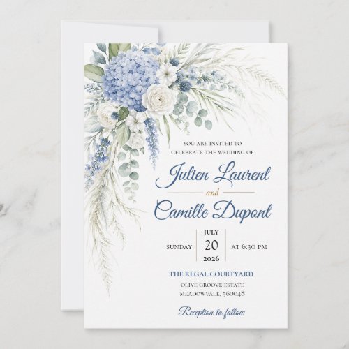 Elegant Watercolor Floral Wedding Invitation