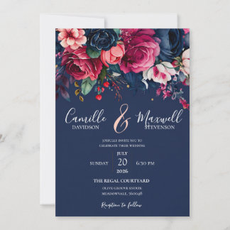 Elegant Watercolor Floral Wedding Invitation