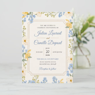Elegant Watercolor Floral Wedding Invitation