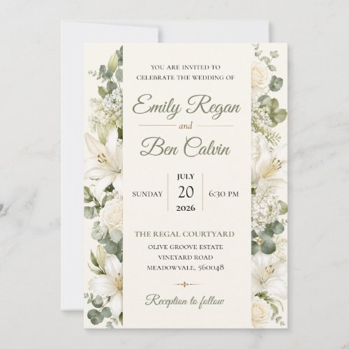 Elegant Watercolor Floral Wedding Invitation