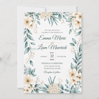 Elegant Watercolor Floral Wedding Invitation