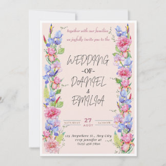 Elegant Watercolor Floral Wedding Invitation