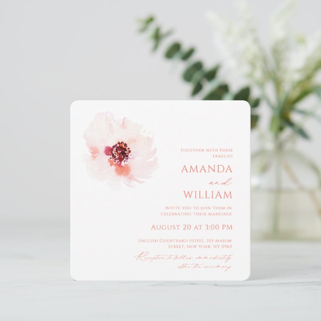 Elegant Watercolor Floral Wedding Invitation (Standing Front)