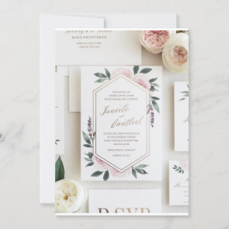 Elegant Watercolor Floral Wedding Invitation | Blu