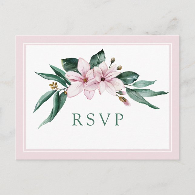 Elegant Watercolor Floral Wedding Meal Choice RSVP Postcard (Front)