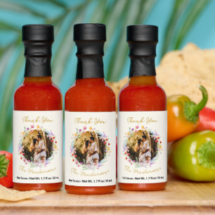 Elegant Watercolor Floral Wedding Photo Hot Sauces