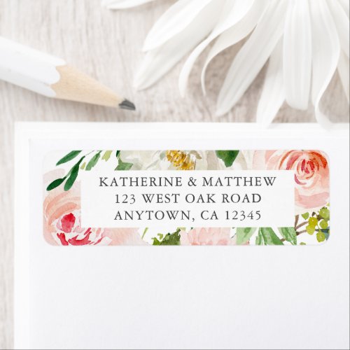 Elegant Watercolor Floral Wedding Return Address Label