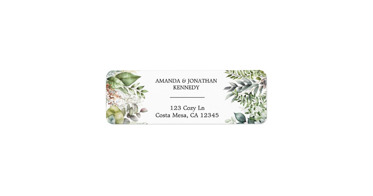 Elegant Watercolor Floral Wedding Return Address Label | Zazzle