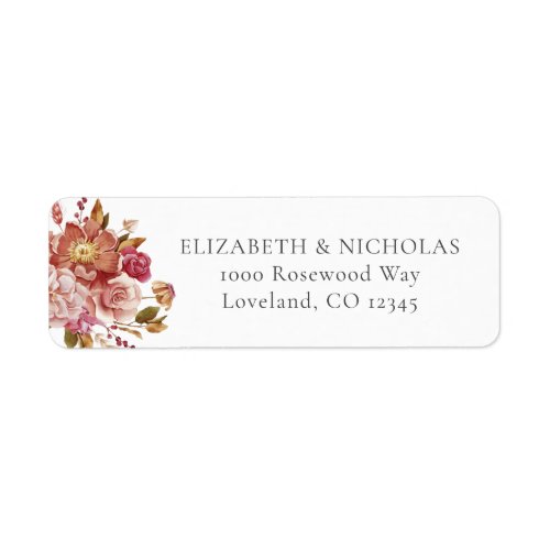 Elegant Watercolor Floral Wedding Return Address Label