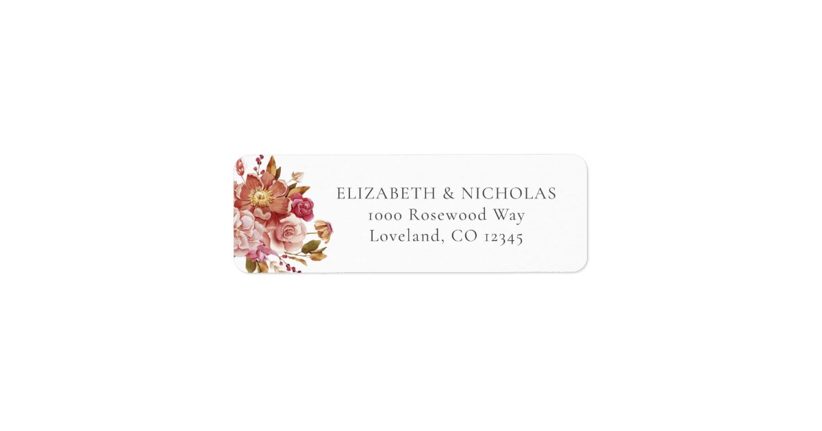 Elegant Watercolor Floral Wedding Return Address Label | Zazzle