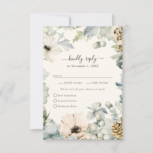 Elegant Watercolor Floral Wedding RSVP Card