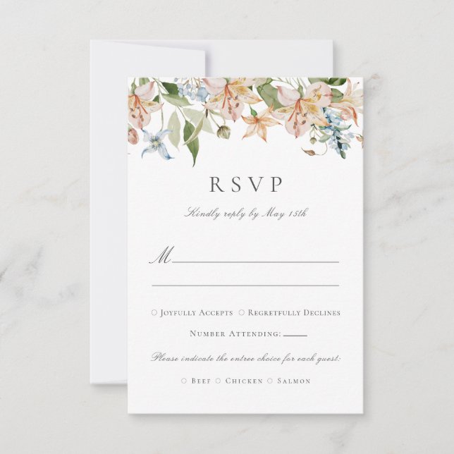 Elegant Watercolor Floral Wedding RSVP Card (Front)