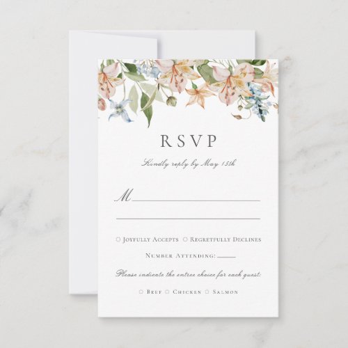 Elegant Watercolor Floral Wedding RSVP Card