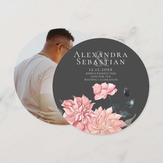 Elegant Watercolor Floral Wedding Save The Date (Front/Back)