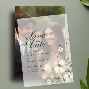 Elegant Watercolor Floral Wedding Save The Date Vellum Invitations