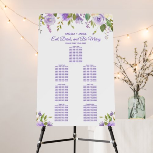 Elegant Watercolor Floral Wedding Seating Chart Foam Board