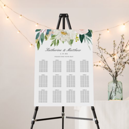 Elegant Watercolor Floral Wedding Seating Chart  Foam Board