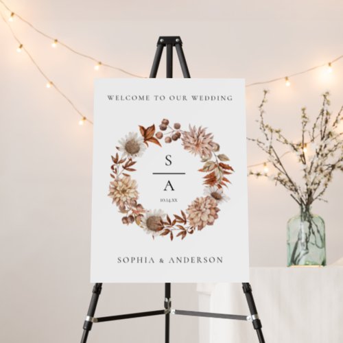 Elegant Watercolor Floral Wedding Welcome Sign