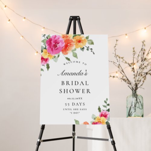 Elegant Watercolor Floral WELCOME Bridal Shower Foam Board