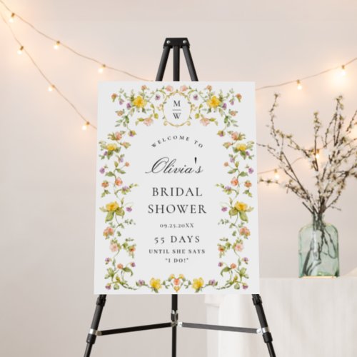 Elegant Watercolor Floral WELCOME Bridal Shower Foam Board