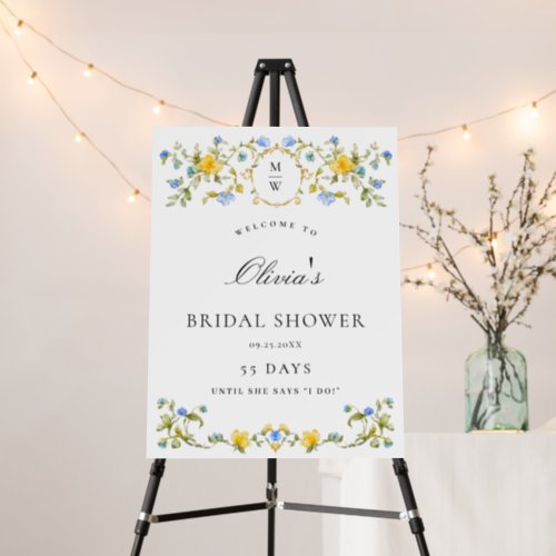 Elegant Watercolor Floral WELCOME Bridal Shower Foam Board