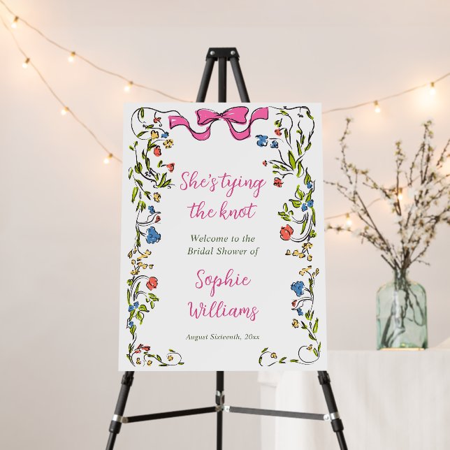 Elegant Watercolor Floral WELCOME Bridal Shower Foam Board (In Situ (Stand))