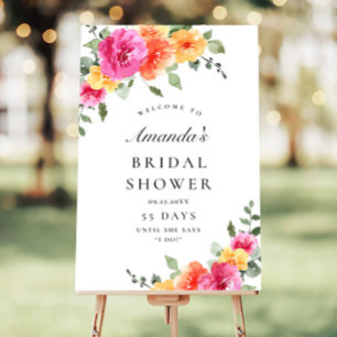 Elegant Watercolor Floral WELCOME Bridal Shower Poster