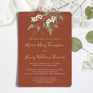 Elegant Watercolor Floral White Terracotta Flower Invitation