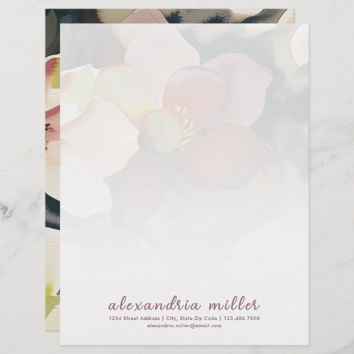Elegant Watercolor Floral with Customizable Text Letterhead