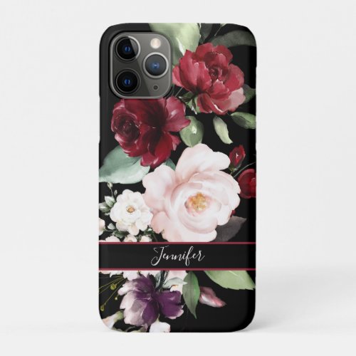 Elegant Watercolor Floral with Your Name Case_Mate iPhone 11 Pro Case
