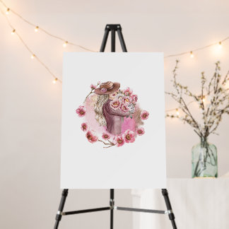 Elegant Watercolor Floral Woman Design Foam Board