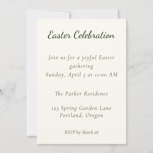 Elegant Watercolor Floral Wreath Easter Invitation (Back)